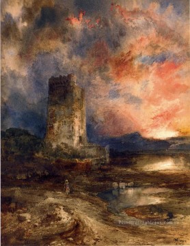 Coucher de soleil sur la lande paysage Thomas Moran Peinture à l'huile